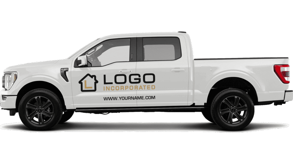 Local Business Work Truck With A Partial Wrap Mockup