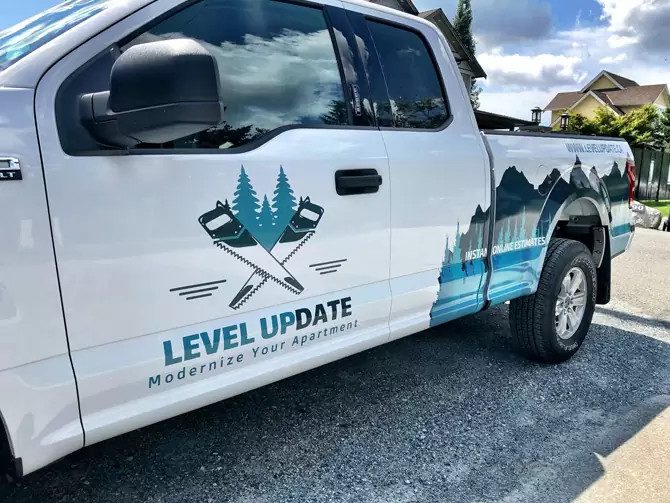 Local Contracting Business Work Truck With Vinyl Decals, Graphics, And Lettering From Los Wrapios